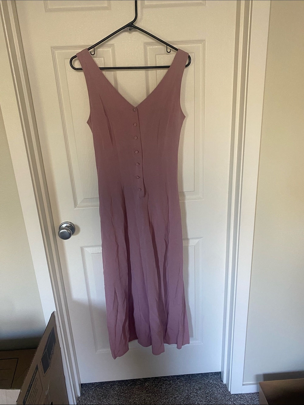 Vintage Sleeveless Button-Front Mauve Maxi Dress
